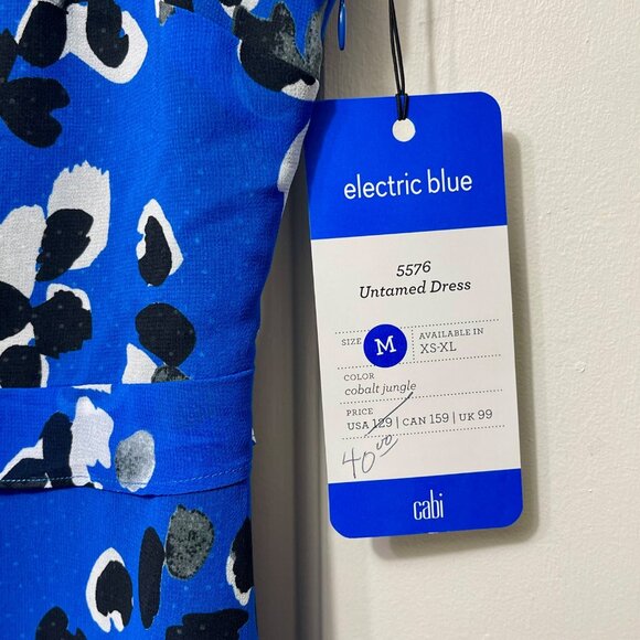 Cabi Cobalt Jungle A-Line Asymetrical Hem Midi Dress in Blue Size M - Picture 13 of 16